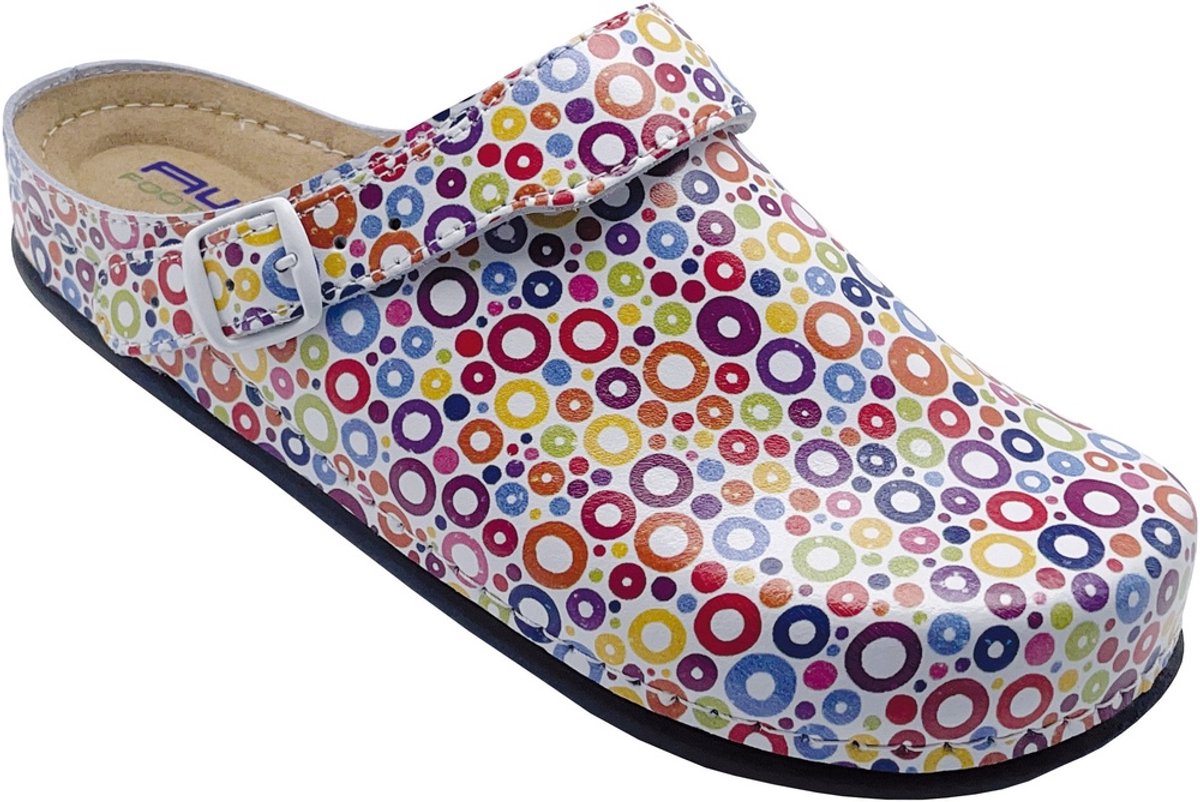AWC Footwear Damen Berufssandale 12052 Sandale mit schwarzer PU-Sohle Kreise Bunt-41