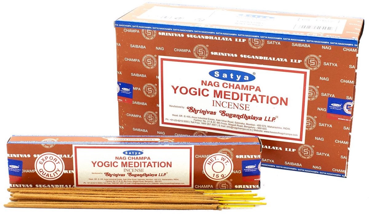 Satya Wierookstokjes - Yogische Meditatie - Grote doos van 12 x 15 gram