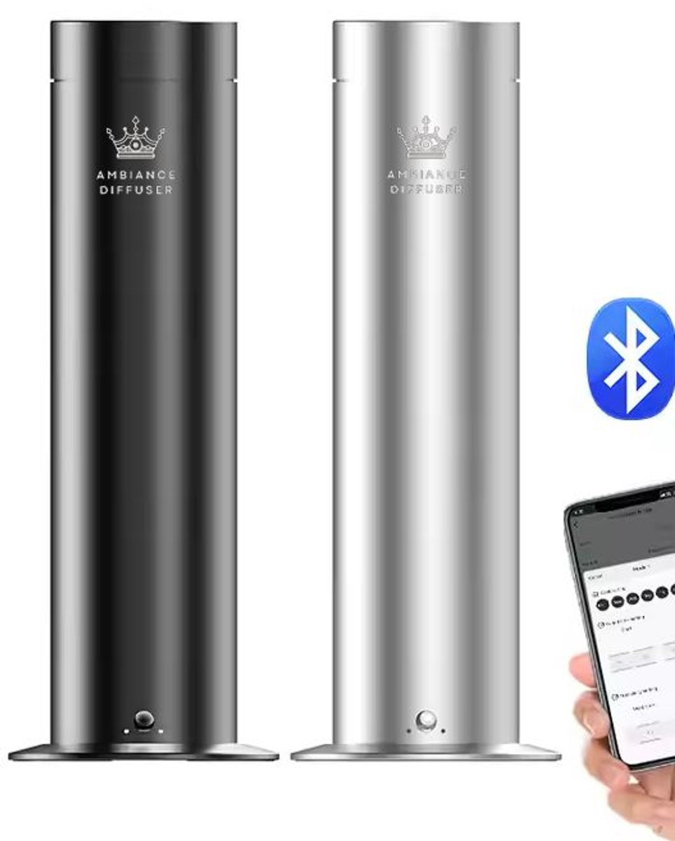 Ambiaince Diffuser S-150 – Lekvrije Luxe Tower Diffuser – 150ml – Geschikt voor 100m²- Compacte Geurmachine met Bluetooth