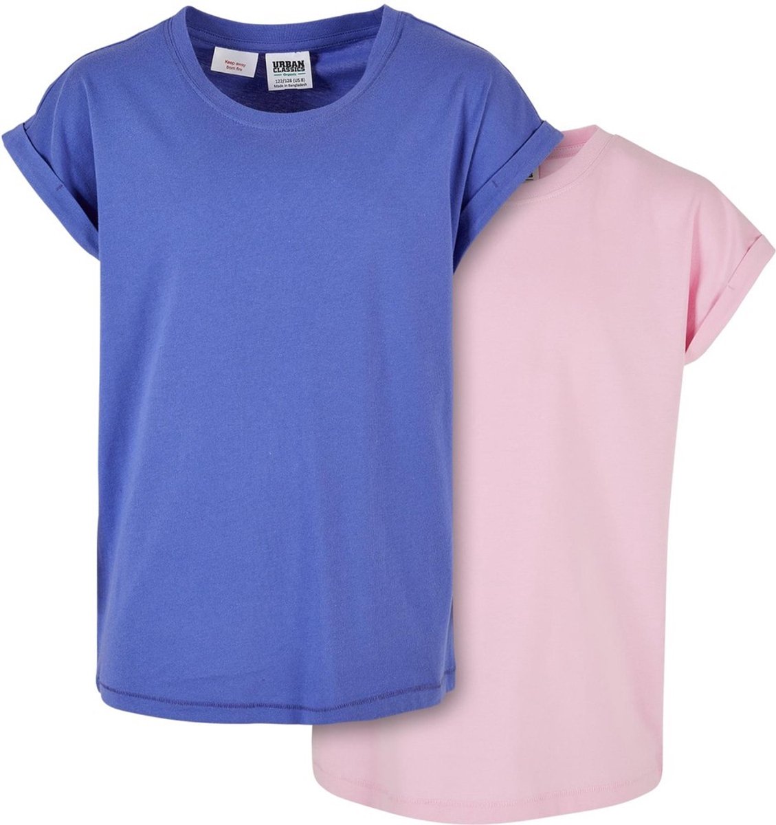 Urban Classics Organic Extended Shoulder 2pack Dames Tshirt Kids 110/116 Paars