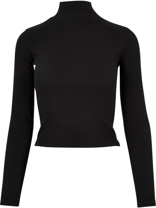 Urban Classics - Rib Back Cut Out Longsleeve top - S - Zwart