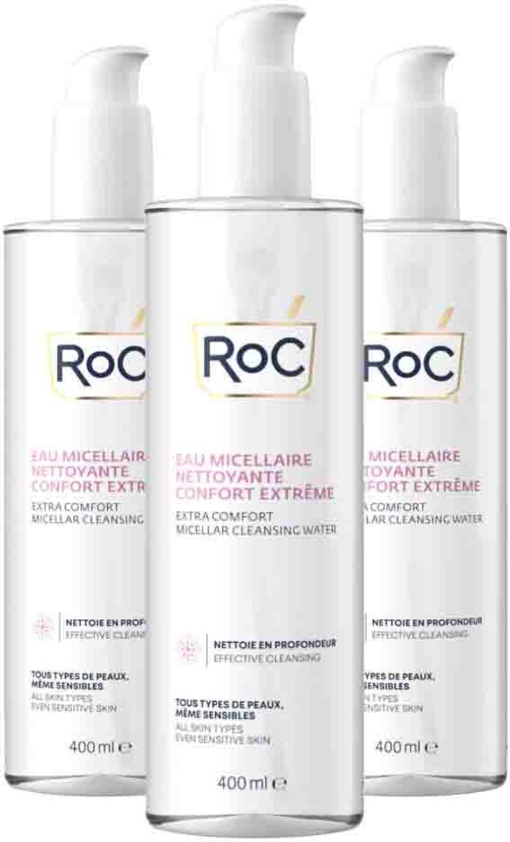 RoC Extra Comfort Micellar Cleansing Water - 3 x 400 ml - Voordeelverpakking