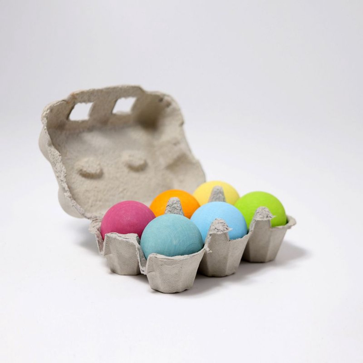 Houten ballen in doosje - Pastelkleuren - 6 stuks - Open einde speelgoed - Educatief montessori speelgoed - Grapat en Grimmsstyle