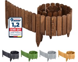 Garronda Rollborder - Flexibele houten - Gazonafscheiding - Palissade padenafscheiding - kan worden ingekort - Donkerbruin - Hoogte: 10 cm, hekje 200 cm
