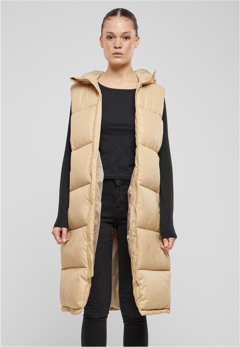 Urban Classics Long Hooded Puffer Mouwloos jacket XS Beige