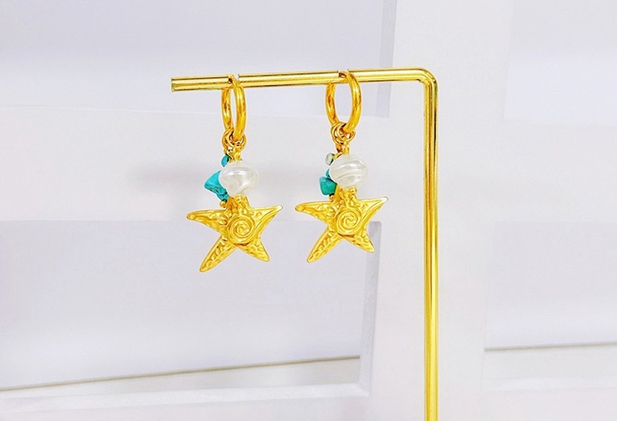 Ooring met ster 4977 Staal rvs unisex