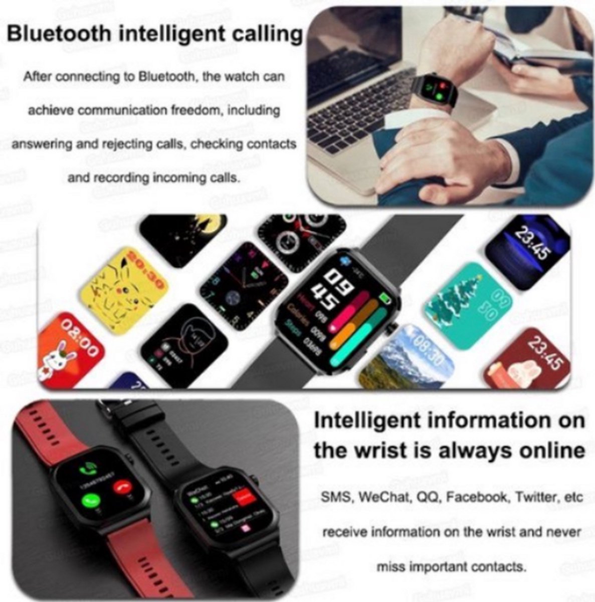 Afbeelding 2 van Kwaliteit Smartwatch Bloedglucose ECG Zwart