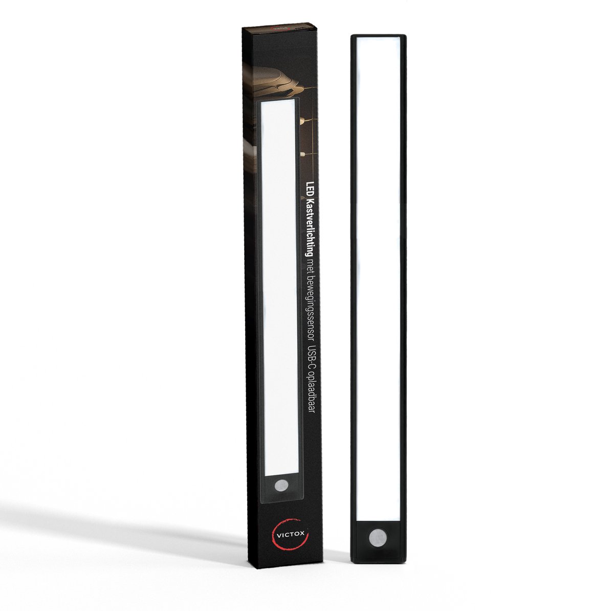 LED Kastverlichting met bewegingssensor - 40 cm - USB-C Oplaadbaar - 3 Kleurtemperaturen - Magnetisch - Draadloos - Zwart