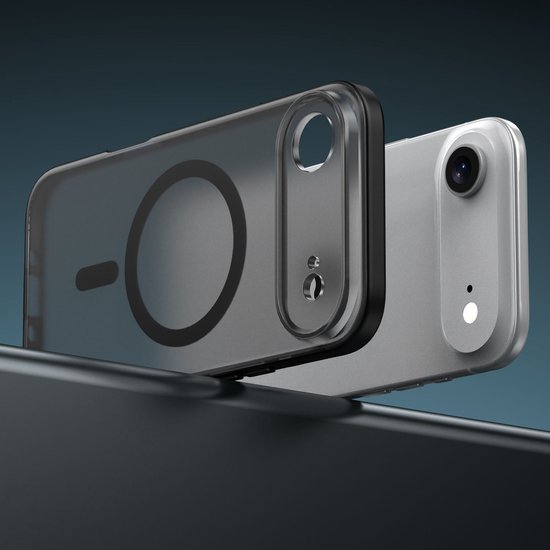 Coque IYUPP compatible avec iPhone 17 Air - Compatible MagSafe - Coque arrière antichoc - Zwart mat transparent