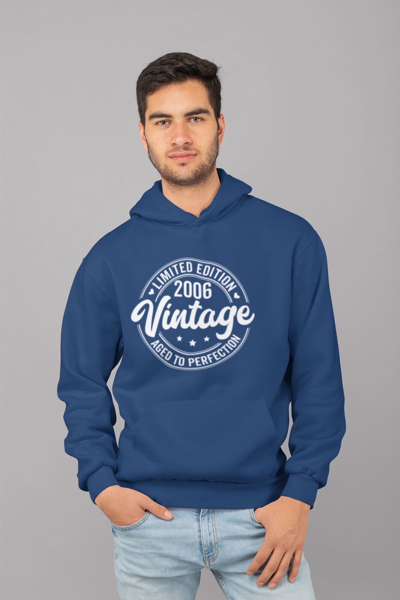 2006 Jaar Navy Hoodie Heren - Maat XL - Aged Vintage - Verjaardag Cadeau Mannen - Limited Edition