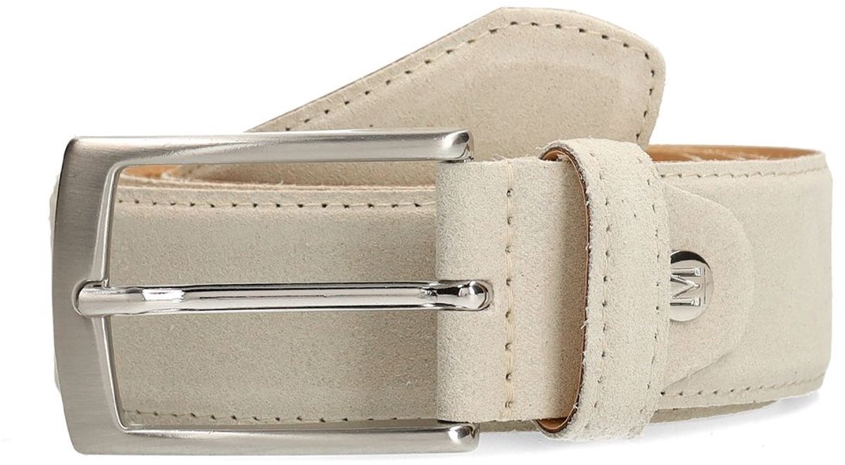 Manfield - Heren - Beige suède riem - Maat 105