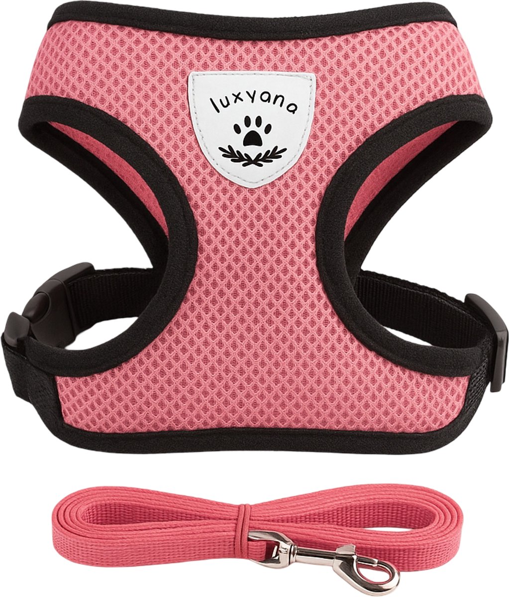 Luxyana® Honden Tuigje - XS - Geschikt voor Pups en Kleine Katten - Easy Step-in Hondenharnas - Inclusief Bijpassend Riempje - Roze