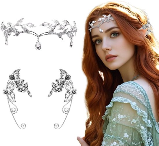 Allecto plus - Zilver Tiara-kostuum dames elfen kristallen hoofdtooi - Halloween carnaval cosplay