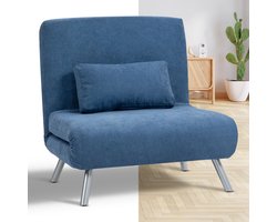 Slaapstoel - Uitklapbaar - Slaapbank - Logeerbed - Zetelbed - Slaapfauteuil - Vouwbed - 1 persoons - Zeer comfortabel - Blauw
