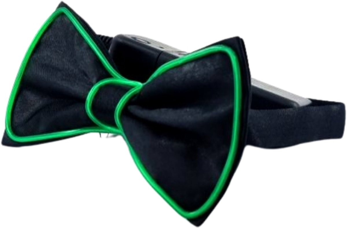 Doppler LED Bow Tie – Groen LED Party Vlinderdas voor Feesten, Bruiloften & Koningsdag – Zwarte Vlinderstrik / LED Strikje / Verkleedaccessoire