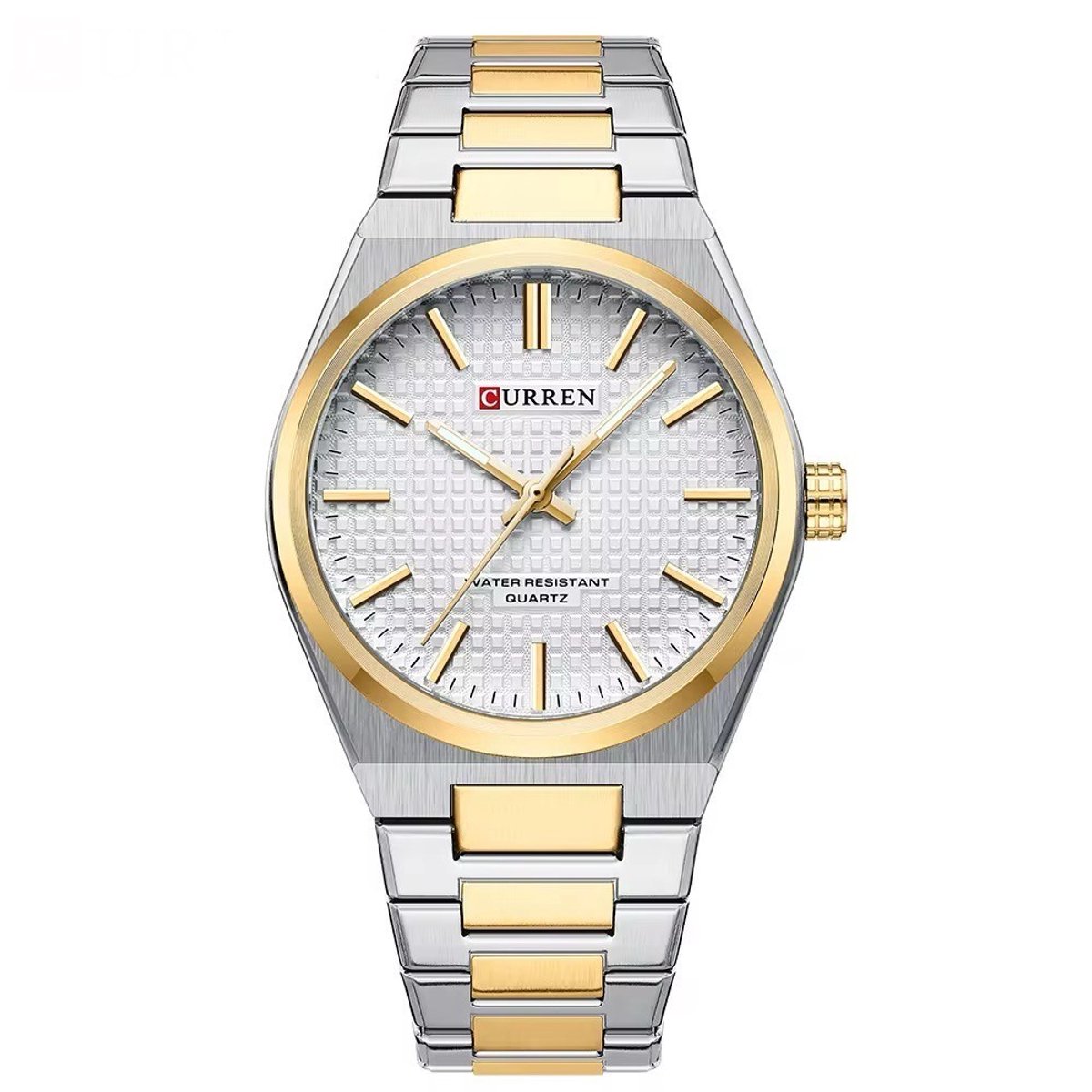 Luxe Curren Horloge | Luxe Herenhorloge | Quartz | Witte Wijzerplaat | Zilver-Gouden Kleurig Band | 42mm
