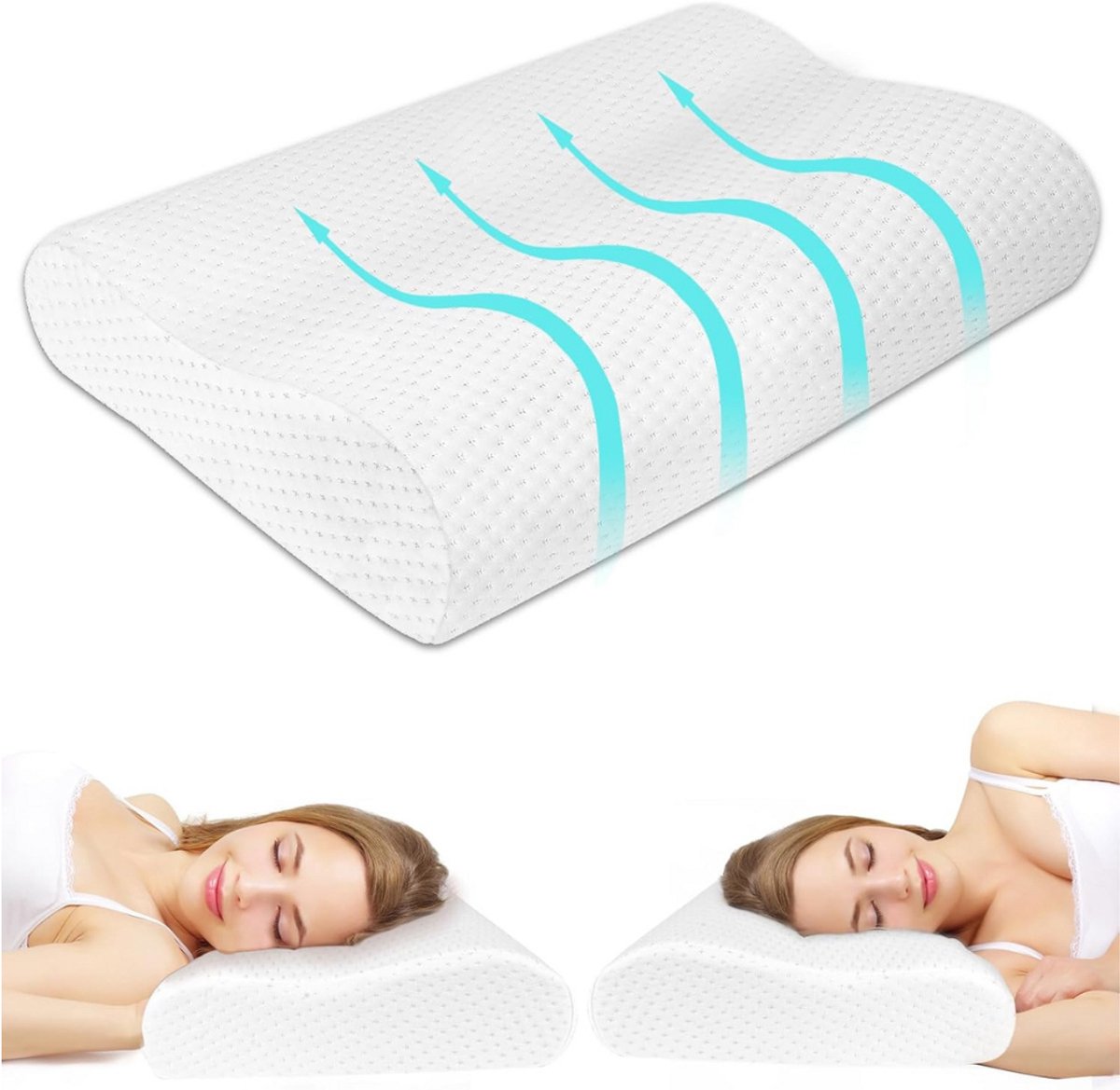 MMM® Anti Snurk Kussen - Anti Snurk - Apneu Kussen - met Memory Foam - Neksteunkussen - Gemaakt van Hoogwaardige Materialen