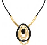Collier Zwart doré pour femme avec pendentif au design abstrait et pierre ovale