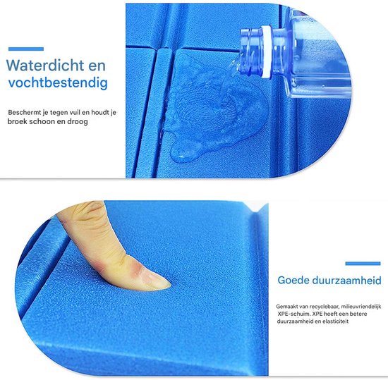 Gsedaox-Zitmatje-2 stuks-Opvouwbaar-Isolerend-Waterdicht-Kampeer zitmatje-Wandel zitmatje-Outdoor zitkussen-wandelen kamperen-38.9x 28cm-Blauw, Zwart — afbeelding 3