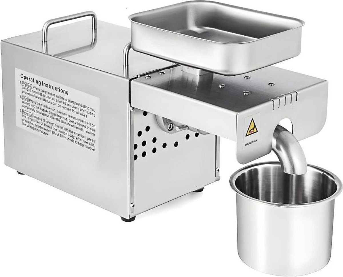 MKSS® Oliepers - Pers voor Noten en Zaden - Automatische Pers - Zilver