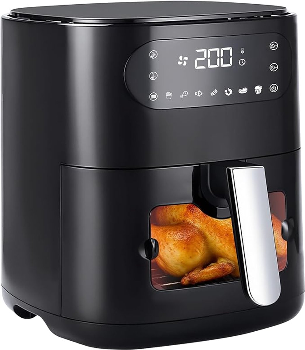 NETTLIFE Airfryer - Hetelucht friteuse - 6L - Kijkvenster -