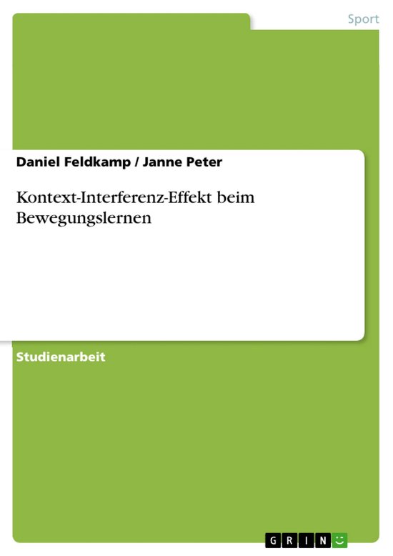 Kontext-Interferenz-Effekt beim Bewegungslernen - cover