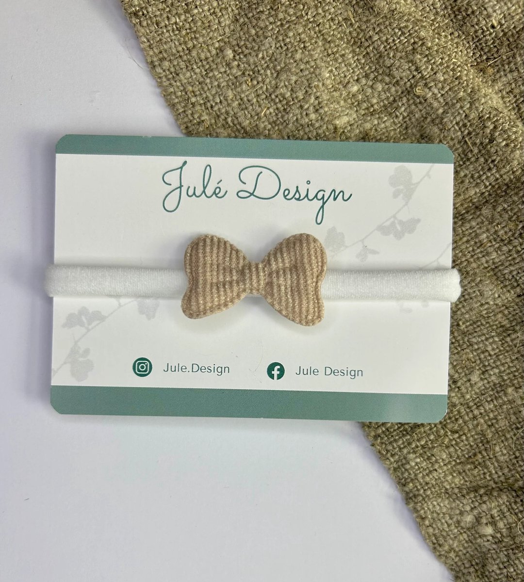 Julé Design haarbandje Clara strik wit / beige