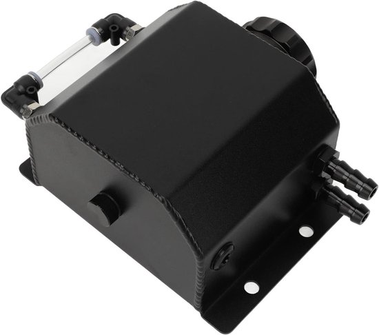 Aramox Universele Motor Koelvloeistof Expansievat 1L Aluminium Overloop Reservoir Fles Tank Reservoir Expansievat (Zwart