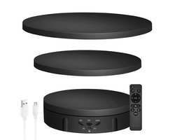ZoeZo - Elektrisch Draaiplateau 3 in 1 - Draaischrijf 15/18/22 cm - 360 Graden Roterend - Ideaal voor Productfotografie - Draadloos & oplaadbaar - Zwart - Foto