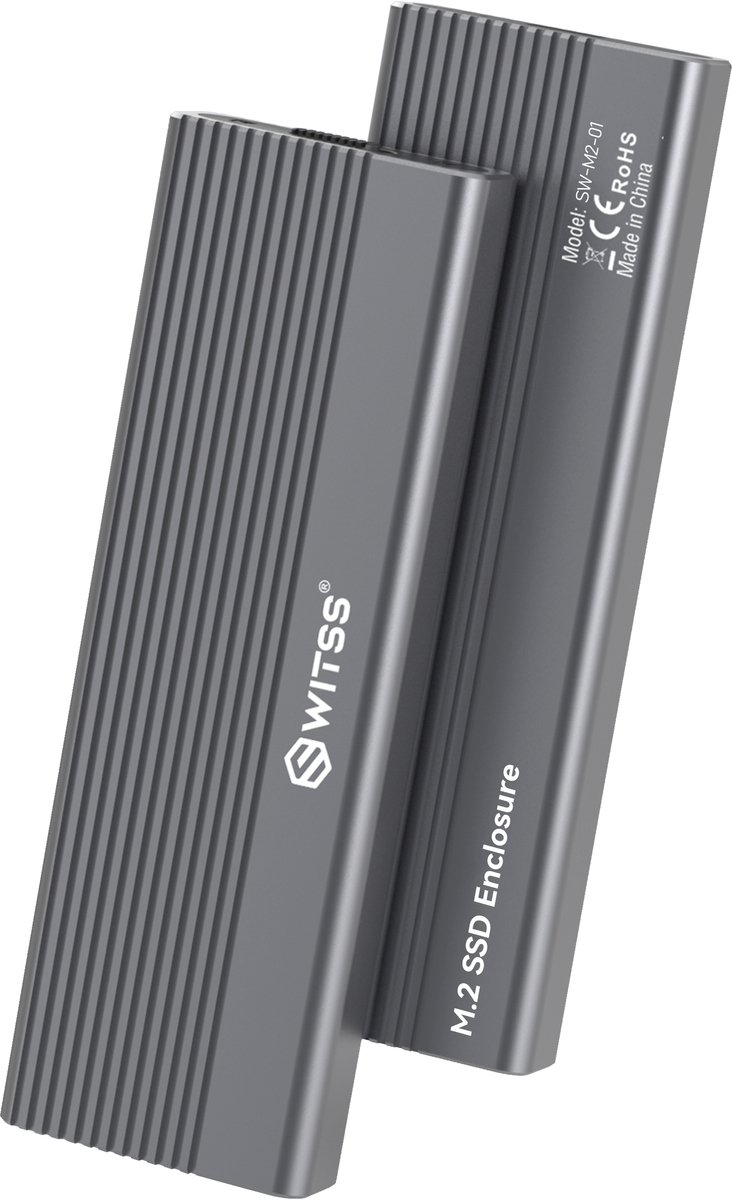 Switss® - M.2 SSD behuizing met heatsink - NVMe PCI-E & SATA NGFF - USB-C 10Gbps - 2TB Ondersteuning