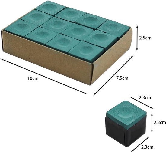 Allecto plus - Poolkeu Krijt 12 Stuks Groen - Biljartaccessoires voor Professionele Spelers — afbeelding 5