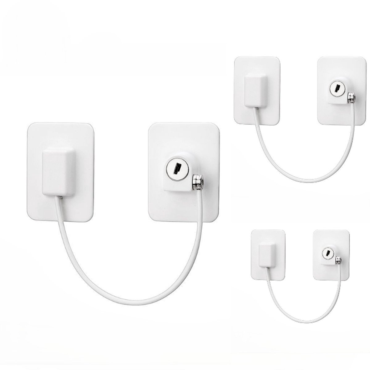 Image of 3 Stuks Raambegrenzer – Koelkastslot - Raamslot – Kinderslot – valbeveiliging - Lade slot - Kastenslot-Deur slot - Babyslot – Wit - LOUZIR