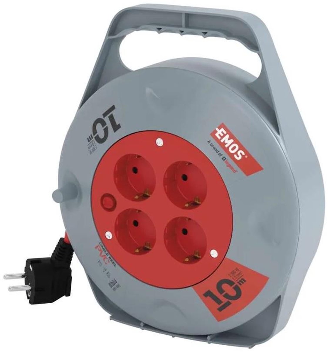 Kabelbox Emos H05 IP20 3x1qmm - 10m - 4 stopcontacten - Compact verlenghaspel