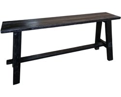 Kruk Teak 100cm Zwart | Handgemaakt Bankje uit Gerecycled Hout Indonesië