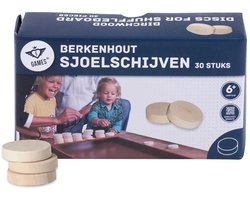 Set sjSjoelschijven Berkenhout Groot – Set van 30 Hol Gedraaide Schijven Ø 52 mm – Voor Sjoelbakken, Recreatie & Wedstrijden – Longfield Games