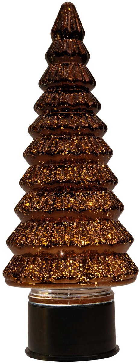 Anna's Collection LED glazen kerstboompje 20 lampjes metallic brons 13 x 35cm
