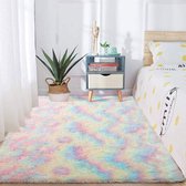 Pauwer pluche, pluizige tapijten, zacht pluizig tapijt, antislip vloerkleden, dik vloertapijt, mat voor woonkamer, slaapkamer (donkergrijs, 120 x 160 cm