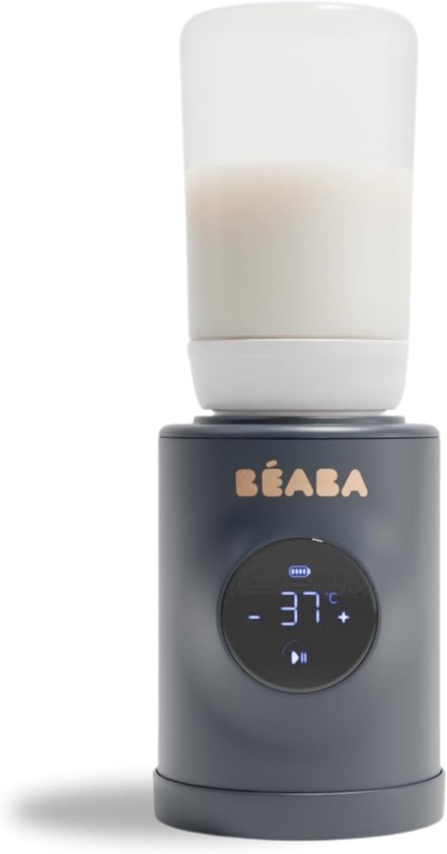 Draagbare Flessenwarmer – Ultra Snelle Accu Verwarming binnen 3 Minuten, Instelbare Temperatuur 21-49 °C, Anti-Klontmixer, USB-C, Compact en Compatibel met Diverse Flessen
