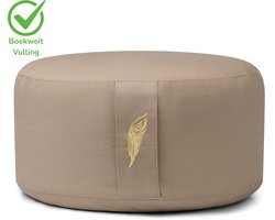 foto van MindBaas - Meditatiekussen - Eco - Rond - Desert Bruin - Dubbel Gestikt - 15 x 33 cm (hoogte x diameter) - Yoga kussen - Yogakussen