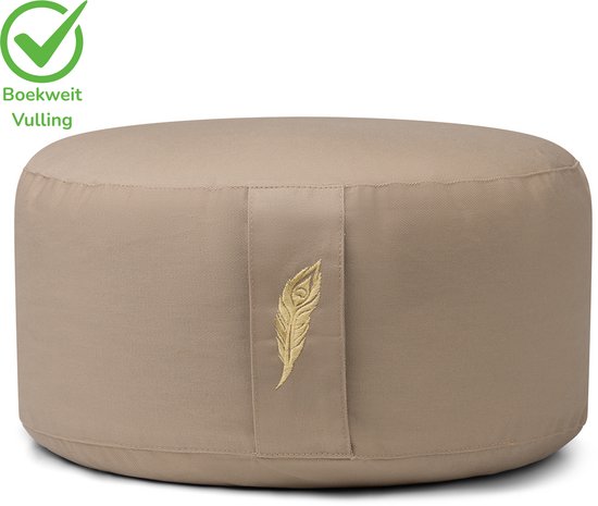 MindBaas - Meditatiekussen - Eco - Rond - Desert Bruin - Dubbel Gestikt - 15 x 33 cm (hoogte x diameter) - Yoga kussen - Yogakussen