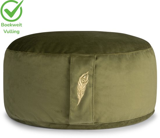 Coussin de méditation - Velours vert foncé - ECO et rond - MindBaas