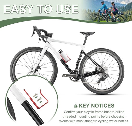 Bidonhouder - Bidonhouder voor fietsen - Lichtgewicht aluminium fietsbekerhouder met schroevengereedschap - Geschikt voor (race-/MTB-fietsen/toerfietsen/buiten) 2-pack & zilver — afbeelding 5