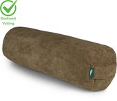 MindBaas - Yoga Bolster - Eco - Rib - Donkergroen - Dubbel Gestikt - 60 x 20 cm (lengte x diameter) - Yoga Kussen - Yoga Rol