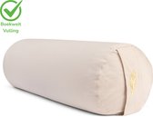 MindBaas - Coussin de Yoga - Eco - Crème - Double couture - 60 x 20 cm (longueur x diamètre) - Coussin de Yoga