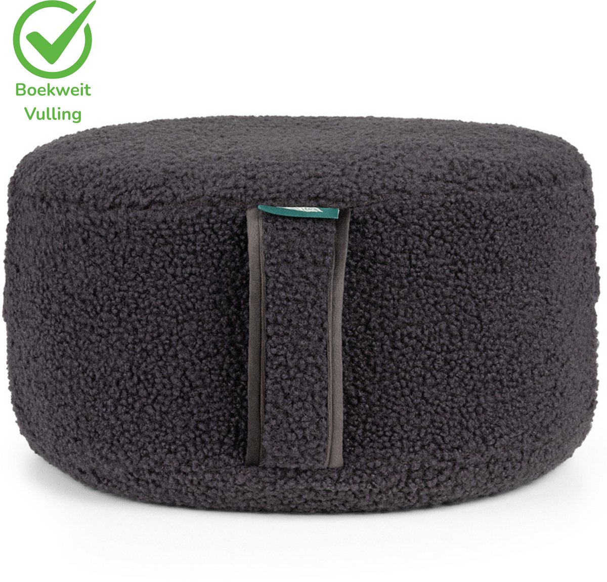 Bol.com MindBaas - Meditatiekussen - Eco - Teddy - Donkergrijs - Dubbel Gestikt - 15 x 33 cm (hoogte x diameter) - Yoga kussen -... aanbieding