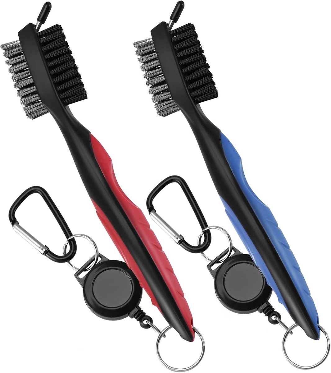 Sander Shop 2-pack golfclubborstel, professionele golfclubreiniger met intrekbare kabelbaan en golfclubreinigingsborstel, handvat met comfortabele grip, golfgroevenreiniger voor eenvoudige bevestiging aan golftas