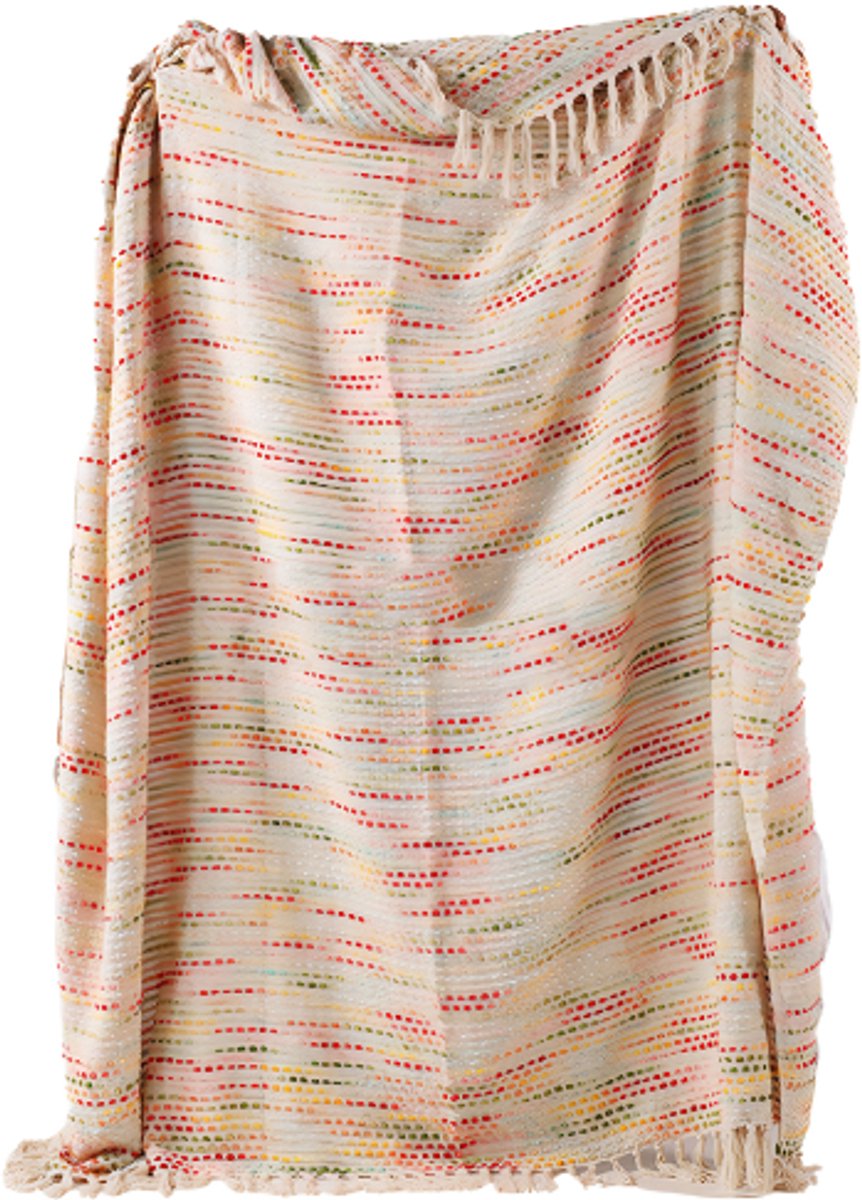 Urbane Hide | Zachte Knot Plaid Deken | Plaids | 125x170 cm | Handgeweven met Franjes | Katoen en Acrylic | Veelkleurig