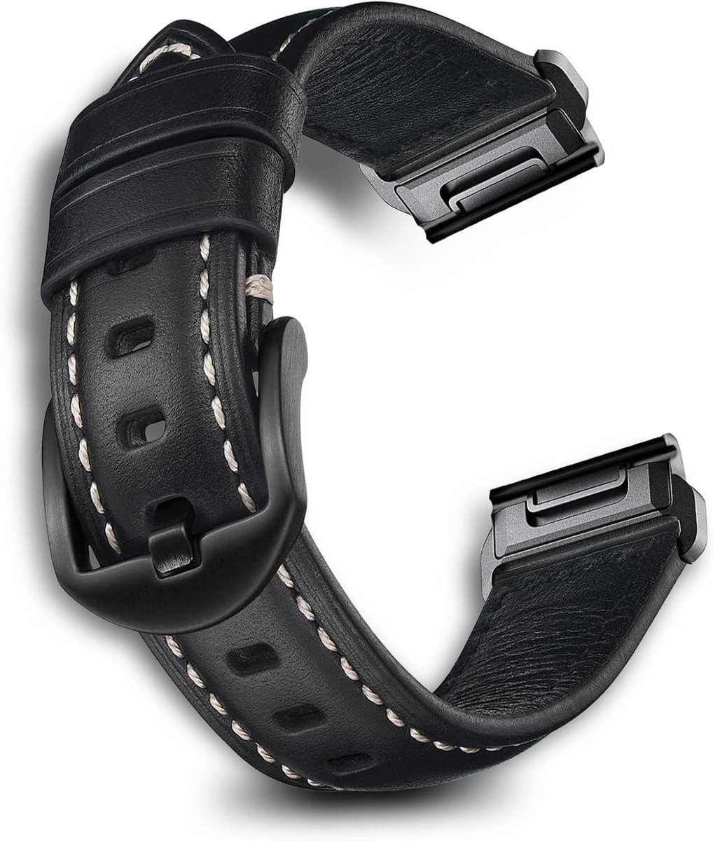 Allecto plus - Leren armbanden voor horlogebanden van 22 mm en 26 mm, gewaxt leer, compatibel met Garmin Fenix, Quatix, MARQ, Approach S62, S60