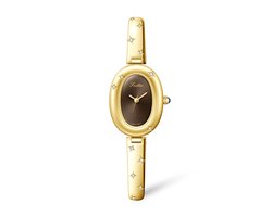Scottie Dames Horloge Goudkleurig&Bruin | Dames Horloges | Roestvrijstaal | Luxe Horloges | Zirkonia | Trendy Horloges |