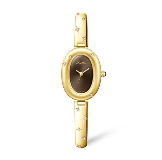 Montre Scottie pour femme dorée et marron | Montres femme | Acier inoxydable | Montres de Luxe | Zircone | Montres Trendy |